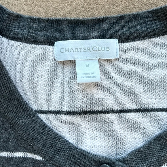 Charter Club Women's Windowpane Button Up Long Sleeve Cardigan Sweater Medium - Picture 3 of 8